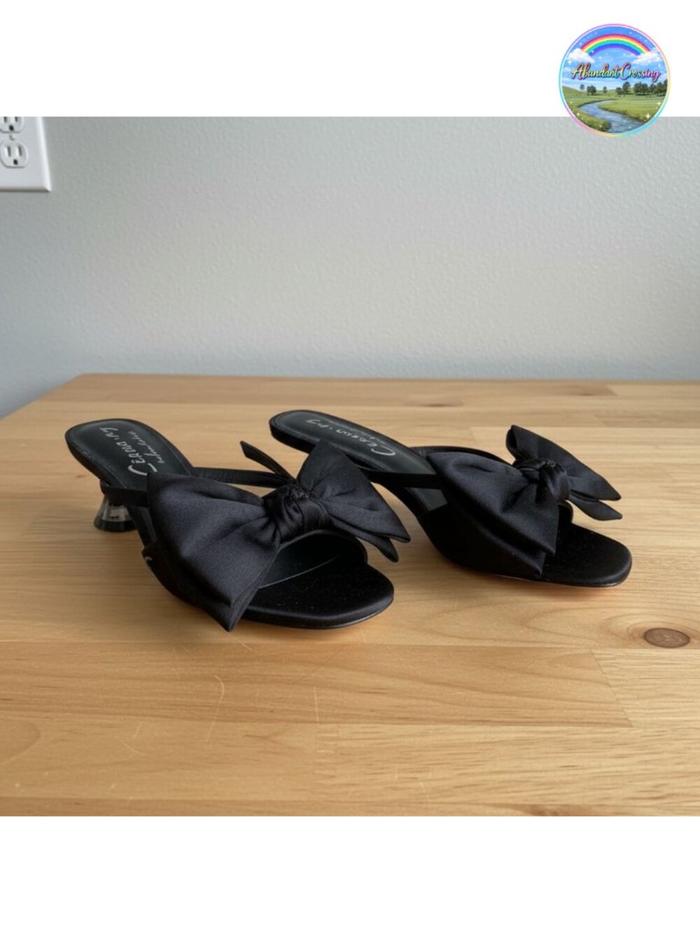 Women's Satin Slide Sandals with Bow Kitten Heel
